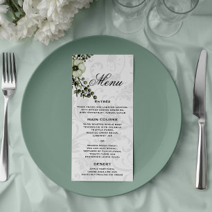 Menú Gray Damask y Green Bouquet Boho Boda