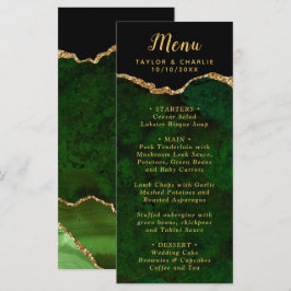 Menú Green and Gold Agate Marble Wedding