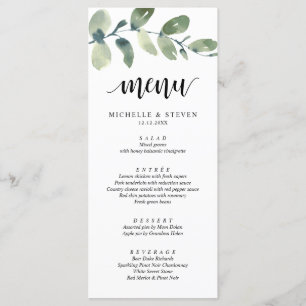 Menú Greenery Eucalyptus Boda Elopement Dinner