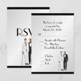 Menú Groom y Groom Boda RSVP Plata clásica