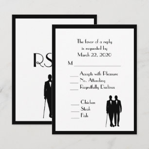 Menú Groom y Groom Wedding RSVP Classic White