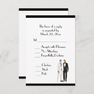 Menú Groom y Groom Wedding RSVP Classic White