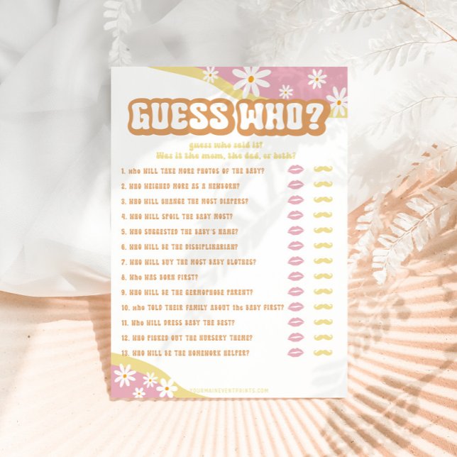 Menú Groovy Baby Shower Games, Boho Retro, Vibe de los  (Subido por el creador)