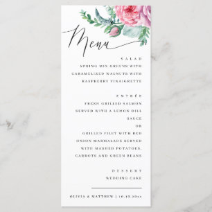 Menú Guión acuarela elegante guión boda de boho floral