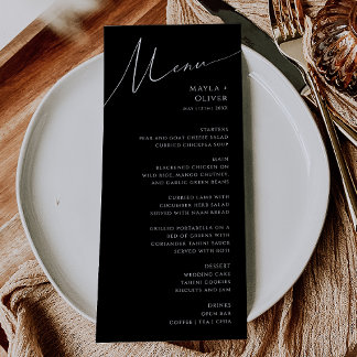 Menú Guión Minimalista caprichoso | Boda negro