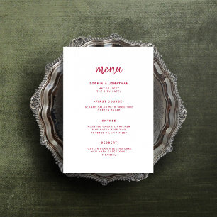 Menú Guión Minimalista moderno   Boda rojo magenta