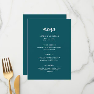 Menú Guión Minimalista moderno Boda Verde azulado pro