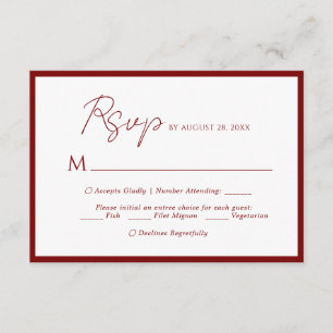 Menú Guión Mínimo Elección Boda de borde rojo Rsvp