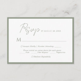 Menú Guión Mínimo Elección Boda Verde Sage Rsvp