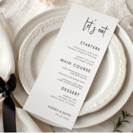 Menú Guión moderno Minimalista Comamos Boda blanco