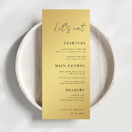 Menú Guión simple Comamos Boda negro y oro