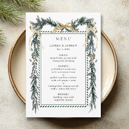 Menú Guirnalda de Vegetación Invernal Boda Dorado & Ver