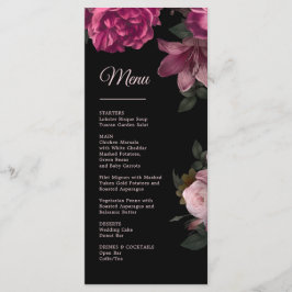 Menú Hand Drawn Roses Dark Romantic Wedding
