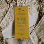Menú Hand Written Yellow Blue Italian Wedding<br><div class="desc">A colorful retro funky modern blue and yellow written menu . And hand drawn yellow and blue. Perfect and matching with the whole suite. wedding dinner menu. Which features chic template design of boho vintage yellow background and blue typography.</div>
