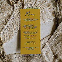 Menú Hand Written Yellow Blue Italian Wedding