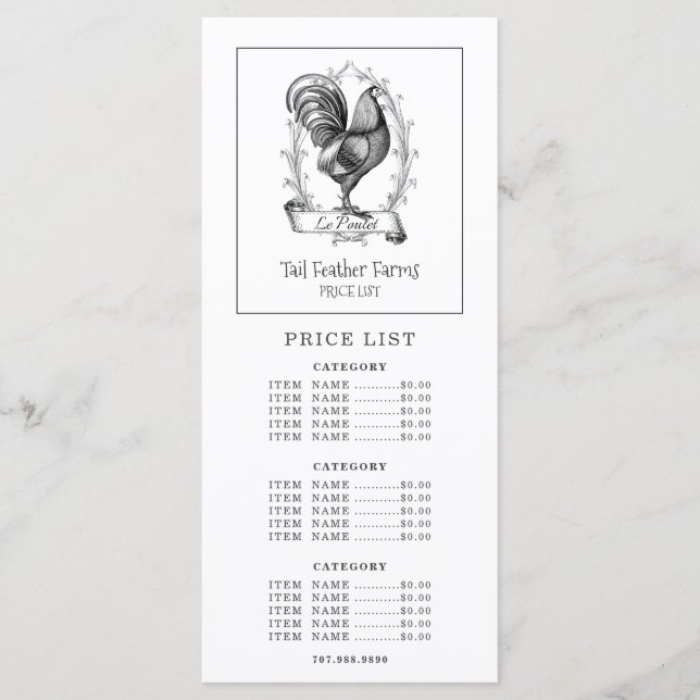 Menú Hen Banner Farm Ranch Price (Anverso)