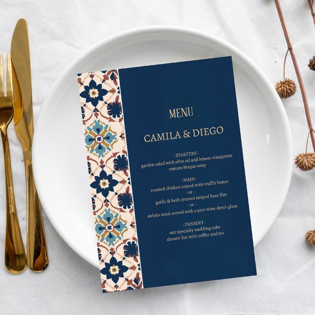 Menú Herencia Moderna de Talavera Elegante Boda (Subido por el creador)