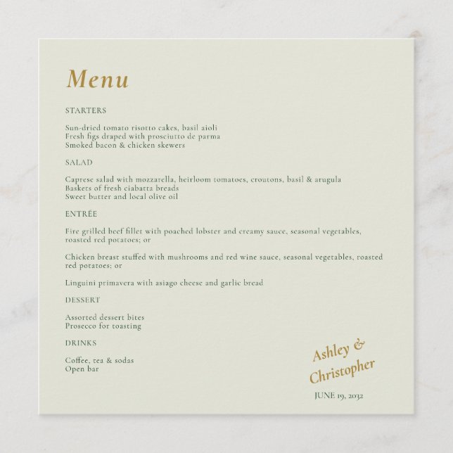 Menú Hermoso Boda de arcilla floral (Anverso)