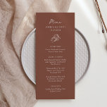 Menú Herradura minimalista | Boda de Rustic Brown<br><div class="desc">Estos elegantes menús bodas marrones presentan un estilo rústico moderno y minimalista,  con escritura manuscrita blanca y texto clásico. Un par de herraduras dibujadas a mano aparecen en un sutil ilustracion,  para una mirada actualizada de tu país,  boda de temas occidentales o vaqueros.</div>