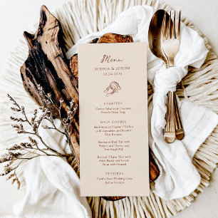 Menú Herradura minimalista   Boda marrón neutral