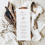 Menú Herradura minimalista | Boda marrón y blanco<br><div class="desc">Los menús de boda marrón y blanco,  modernos pero elegantes,  presentan un estilo rústico moderno y minimalista,  con escritura a mano y texto clásico. Un par de herraduras dibujadas a mano aparecen en un sutil ilustracion,  para una mirada actualizada de tu país,  boda de temas occidentales o vaqueros.</div>