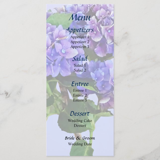 Menú Hidrangea Azul Dainty (Anverso)