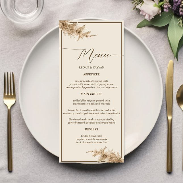 Menú Hierba de Pampas Tierra Bohemio Exótico Boda (Subido por el creador)