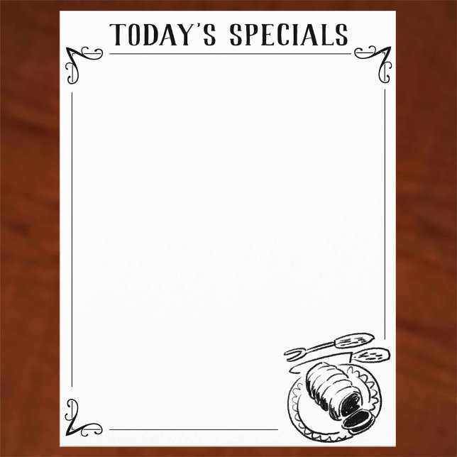 Menú Hoja maestra en blanco con borde. Volante (Subido por el creador)