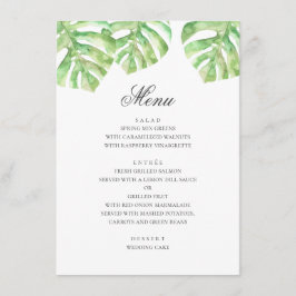 Menú Hojas verdes exóticas. Boda tropical de verano
