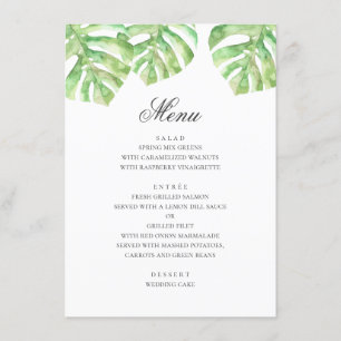Menú Hojas verdes exóticas. Boda tropical de verano