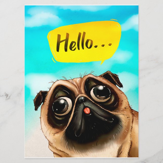 Menú Hola Pug Gift Idea, Dueño de Pug, Perro Lover Rega (Anverso)
