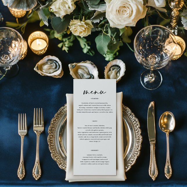 Menú hombres de boda con letra cursiva elegante simple  (Subido por el creador)