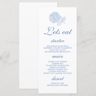 Menú Hydrangea Dusty Blue Floral Boda