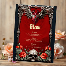 Icono gótico romántico: corazón, rosa, cráneo.