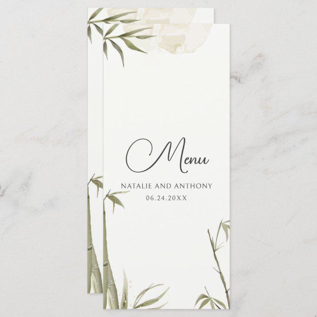 Menú Ilustracion de árbol de bambú acuarela (Anverso / Reverso)