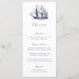 Menú Ilustración de barco náutico elegante para boda