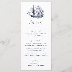 Menú Ilustración de boda de barco náutico elegante