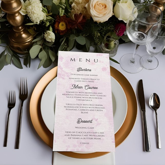 Menú Ilustración de Café Romántico para Cena de Boda  (Romantic Café Illustration Wedding Dinner Menu)