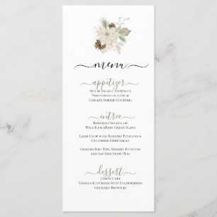 Menú Ilustracion floral con temática blanca invernal Me