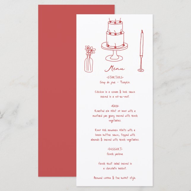 Menú Ilustraciones dibujados a mano Doodles Boda marrón (Anverso / Reverso)