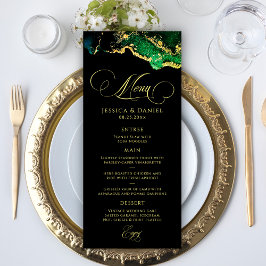 Menú Impresionante Boda dorado del bronce verde negro