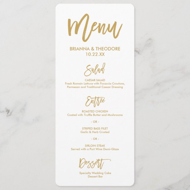 Menú indicado con letras de la boda del oro de la (Anverso)