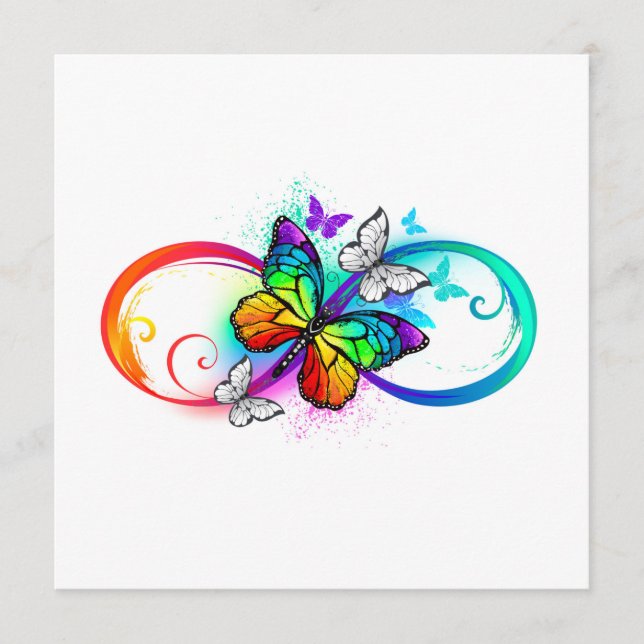 Menú Infinidad brillante con la mariposa arcoiris (Anverso)