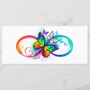 Menú Infinidad brillante con la mariposa arcoiris