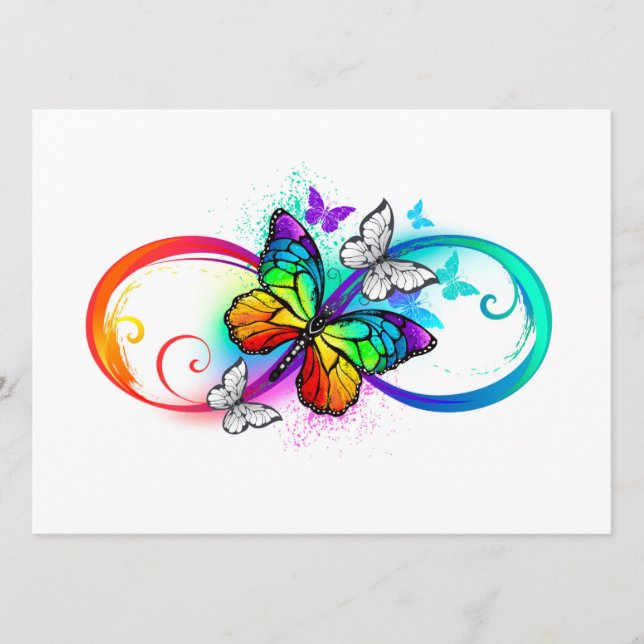 Menú Infinidad brillante con la mariposa arcoiris (Anverso)
