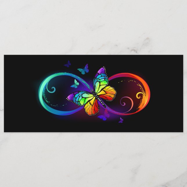 Menú Infinidad vibrante con mariposa arco iris sobre ne (Anverso)