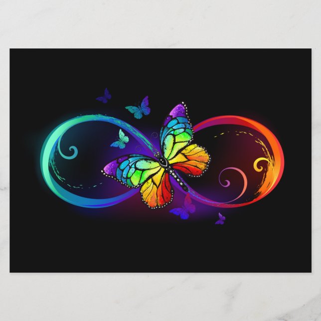 Menú Infinidad vibrante con mariposa arco iris sobre ne (Anverso)