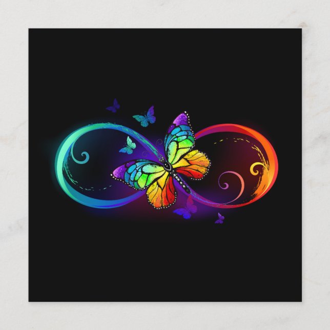 Menú Infinidad vibrante con mariposa arco iris sobre ne (Anverso)