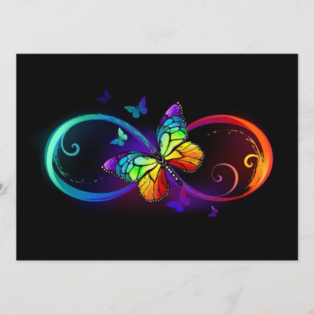 Menú Infinidad vibrante con mariposa arco iris sobre ne (Anverso)