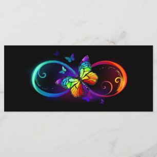 Menú Infinidad vibrante con mariposa arco iris sobre ne